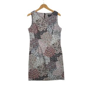 Connected Apparel Woman's Floral Patchwork Dress Size 12 Sleeveless Pink Tan